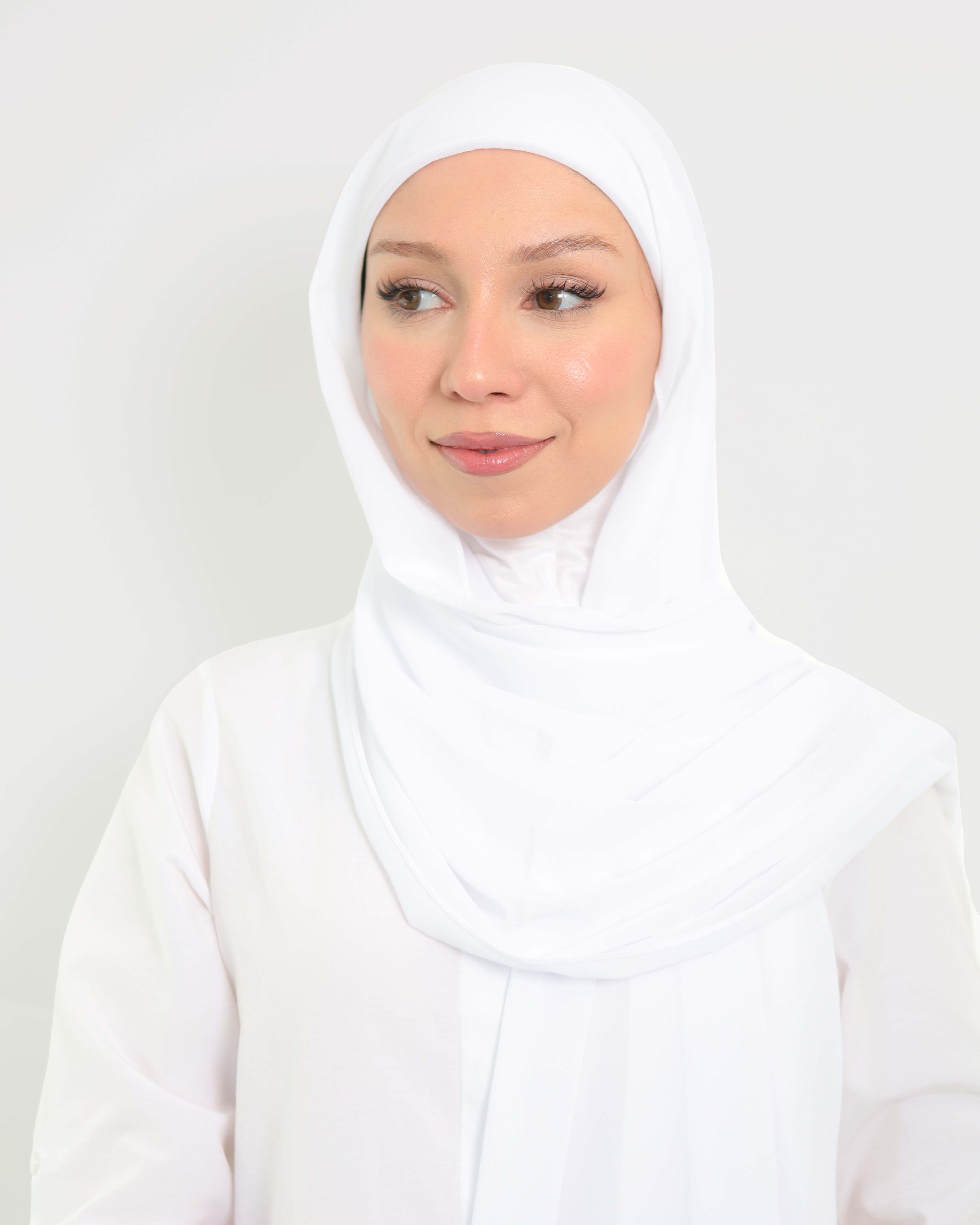 Hijab - Instant Chiffon with full coverage underscarf - White - 2