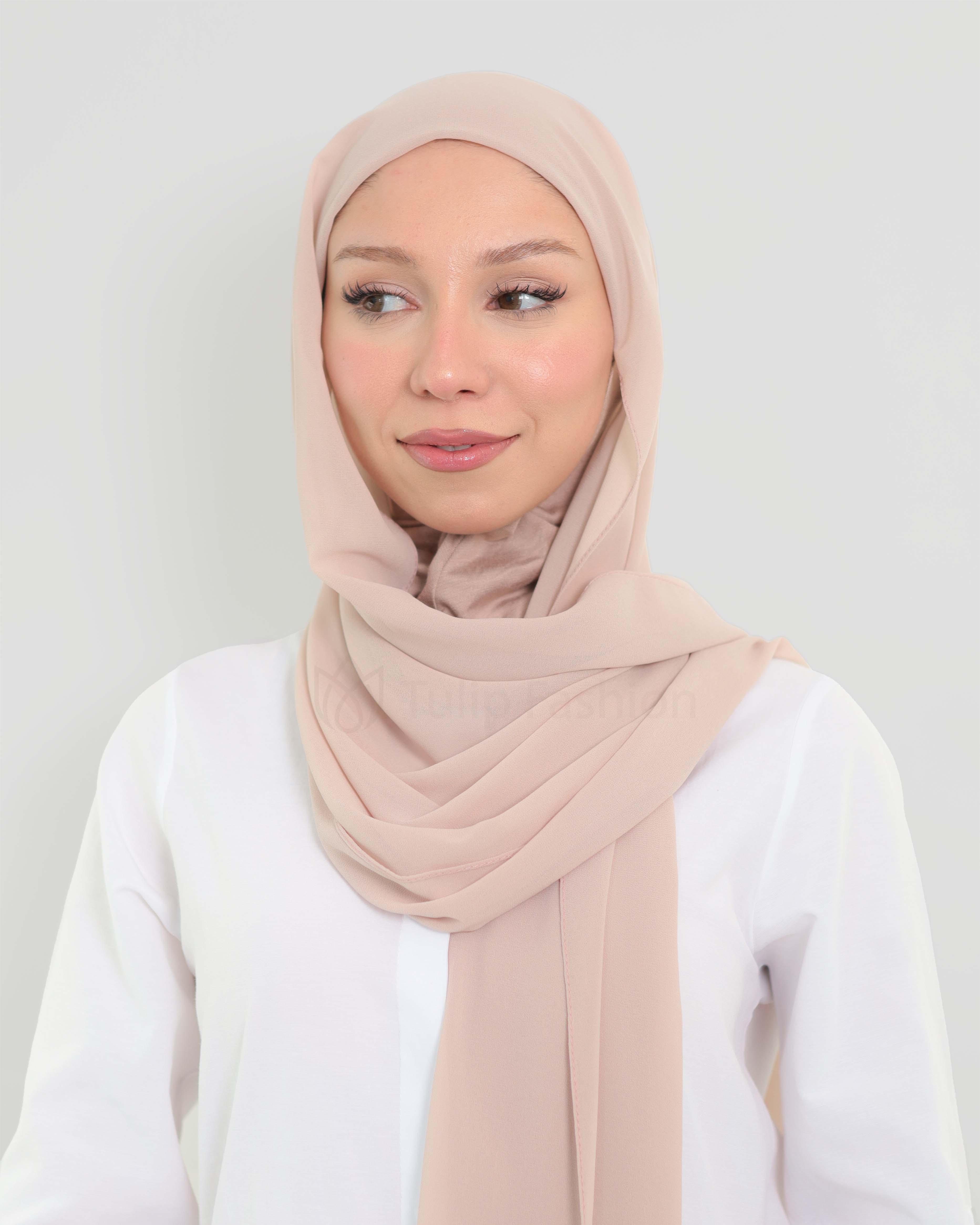 Hijab - Instant Chiffon with full coverage underscarf - Light Mauve - 3