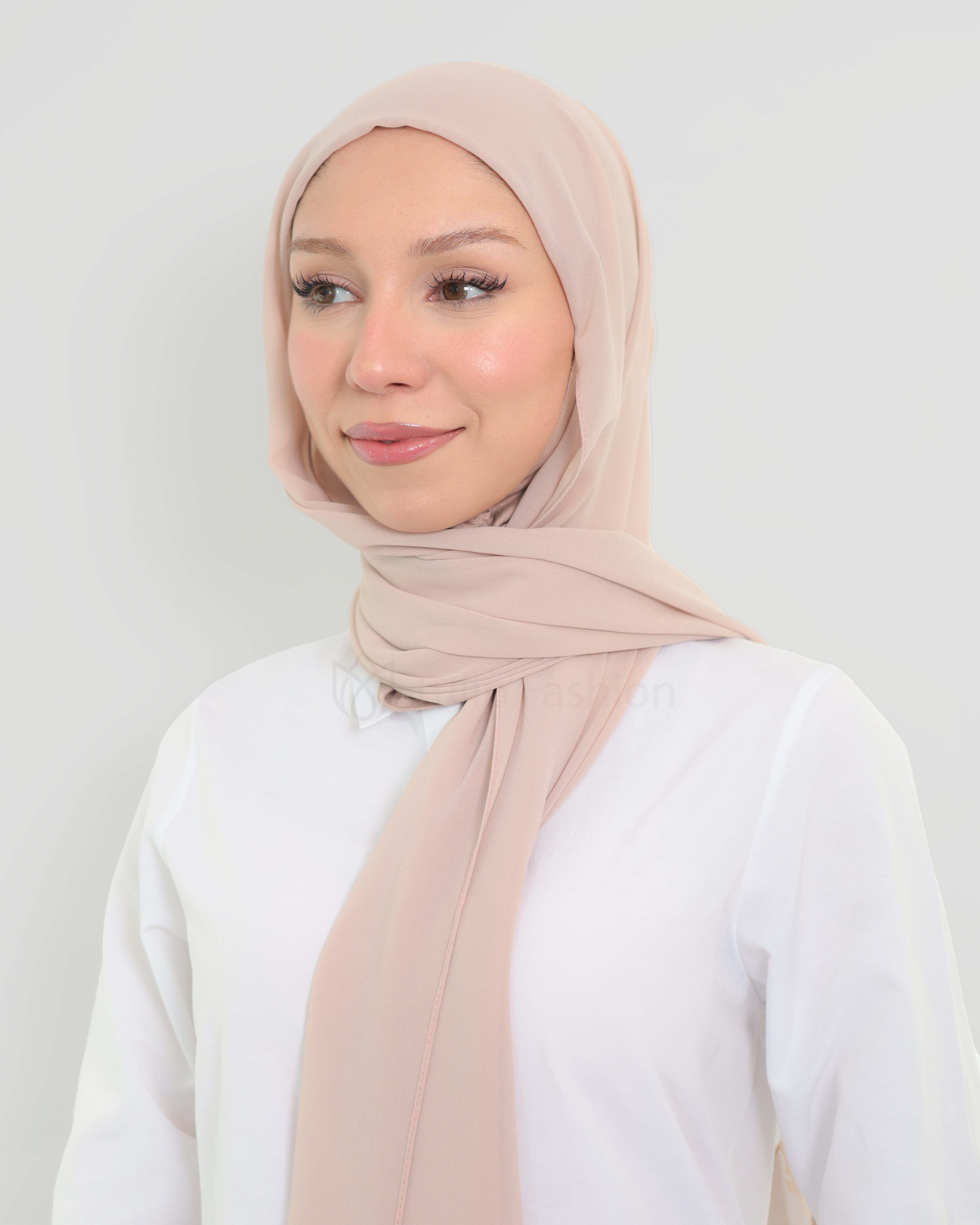 Hijab - Instant Chiffon with full coverage underscarf - Light Mauve - 5