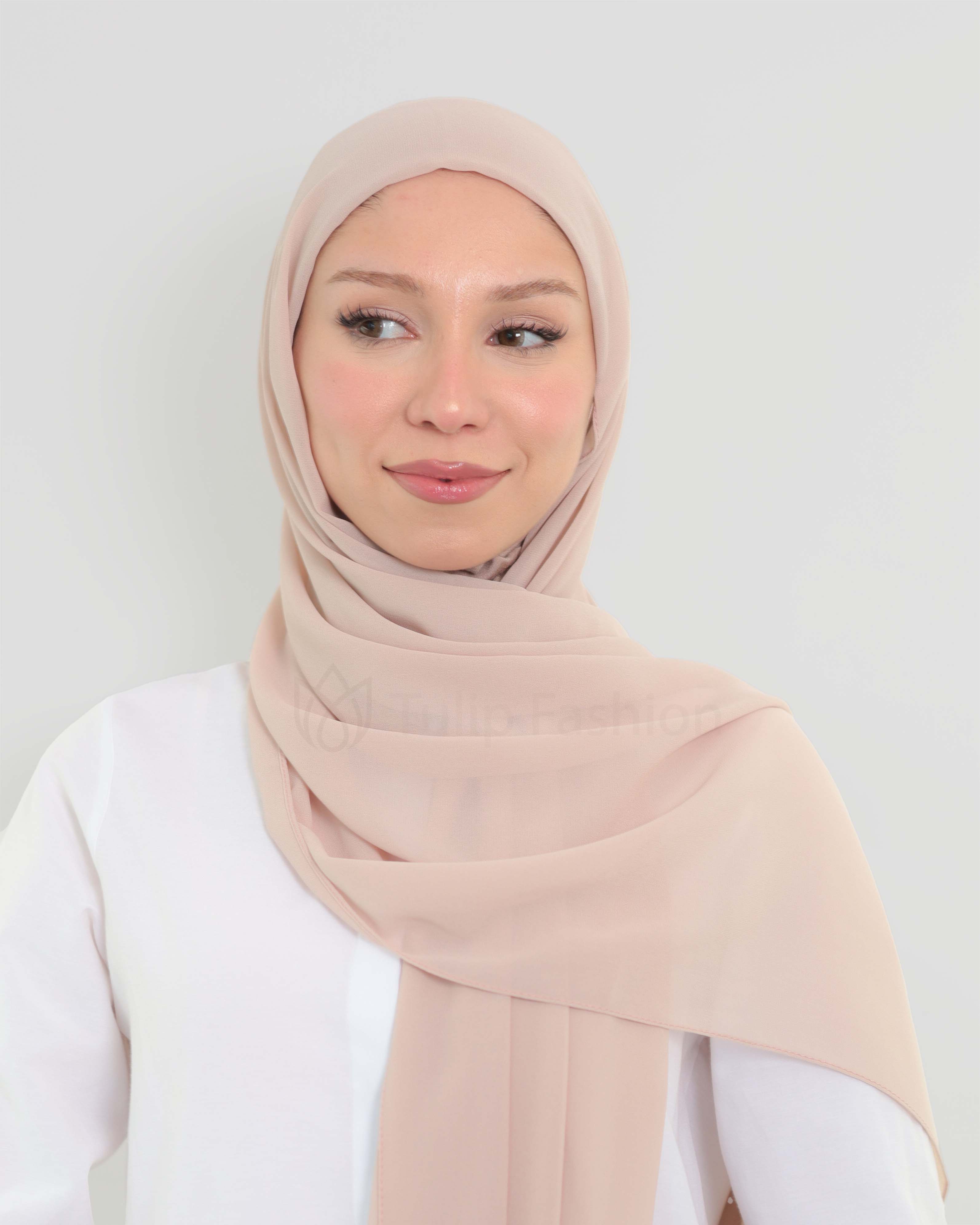 Hijab - Instant Chiffon with full coverage underscarf - Light Mauve - 4