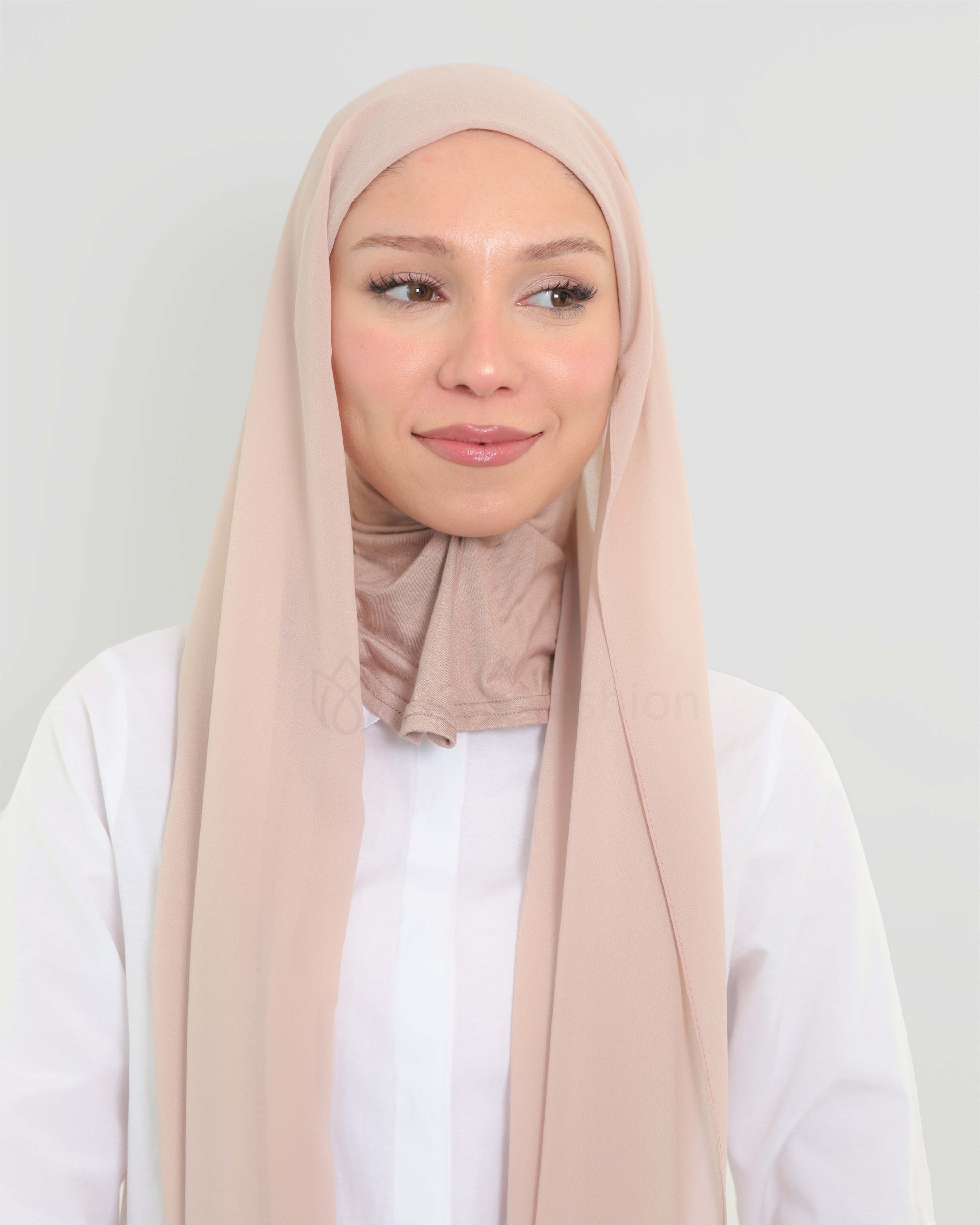 Hijab - Instant Chiffon with full coverage underscarf - Light Mauve