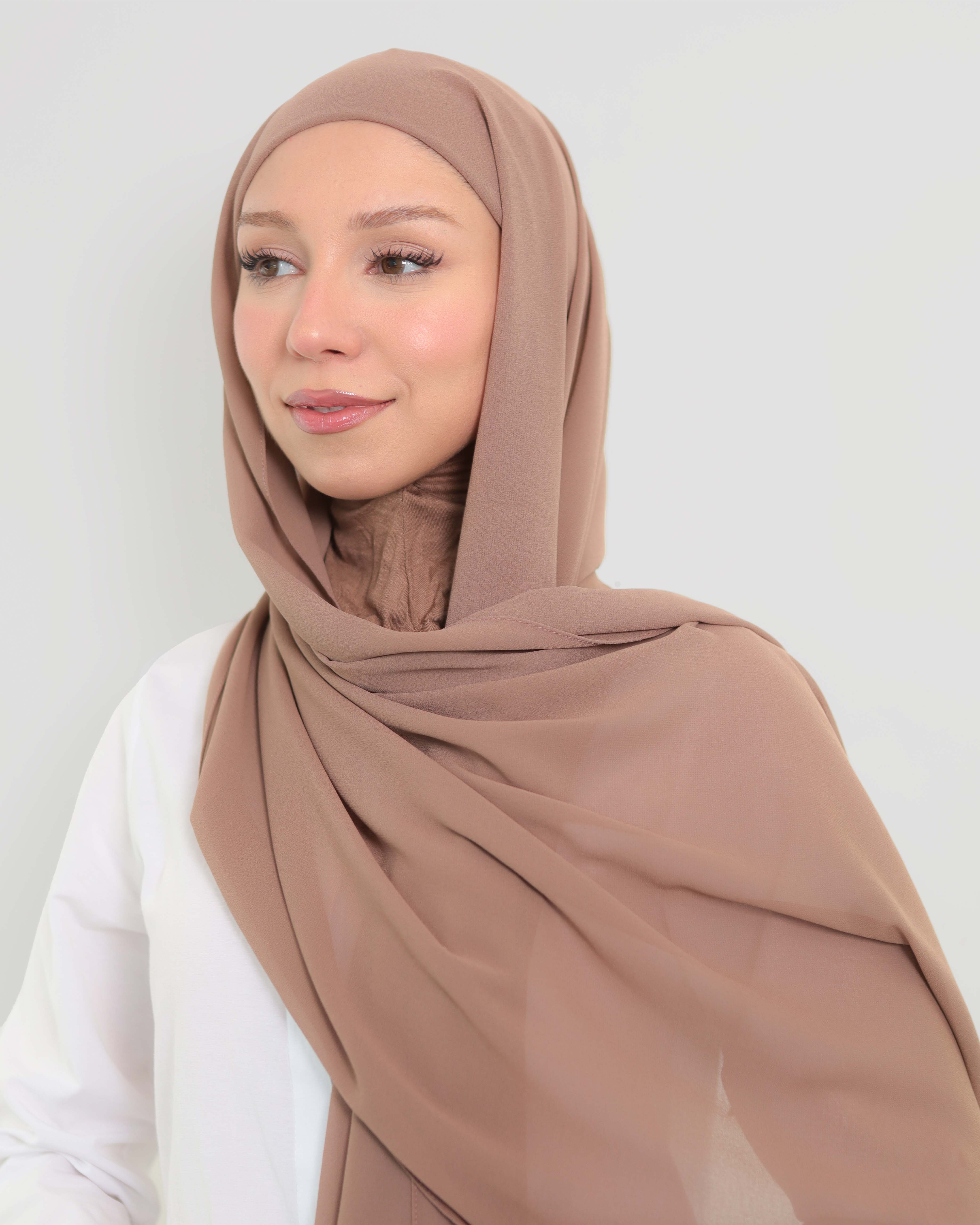 Hijab - Instant Chiffon with full coverage underscarf - Hazel Brown - 2