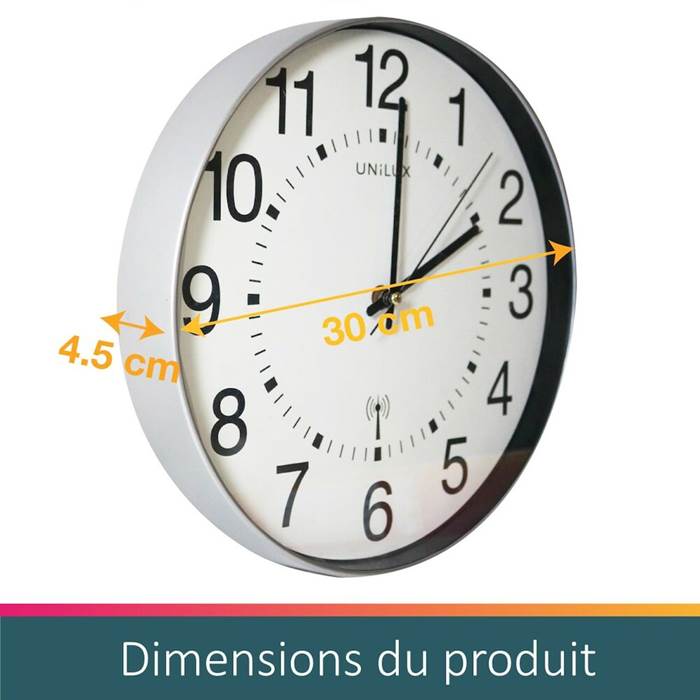 Väggklocka Radiostyrd 30cm Grå - 4