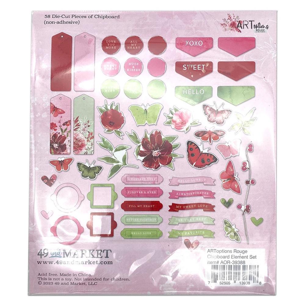 49 And Market - ARToptions Rouge Chipboard Set  - 2