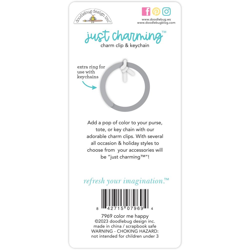   Doodlebug -  Just Charming Charm Clip & Keychain - Color Me Happy - 2