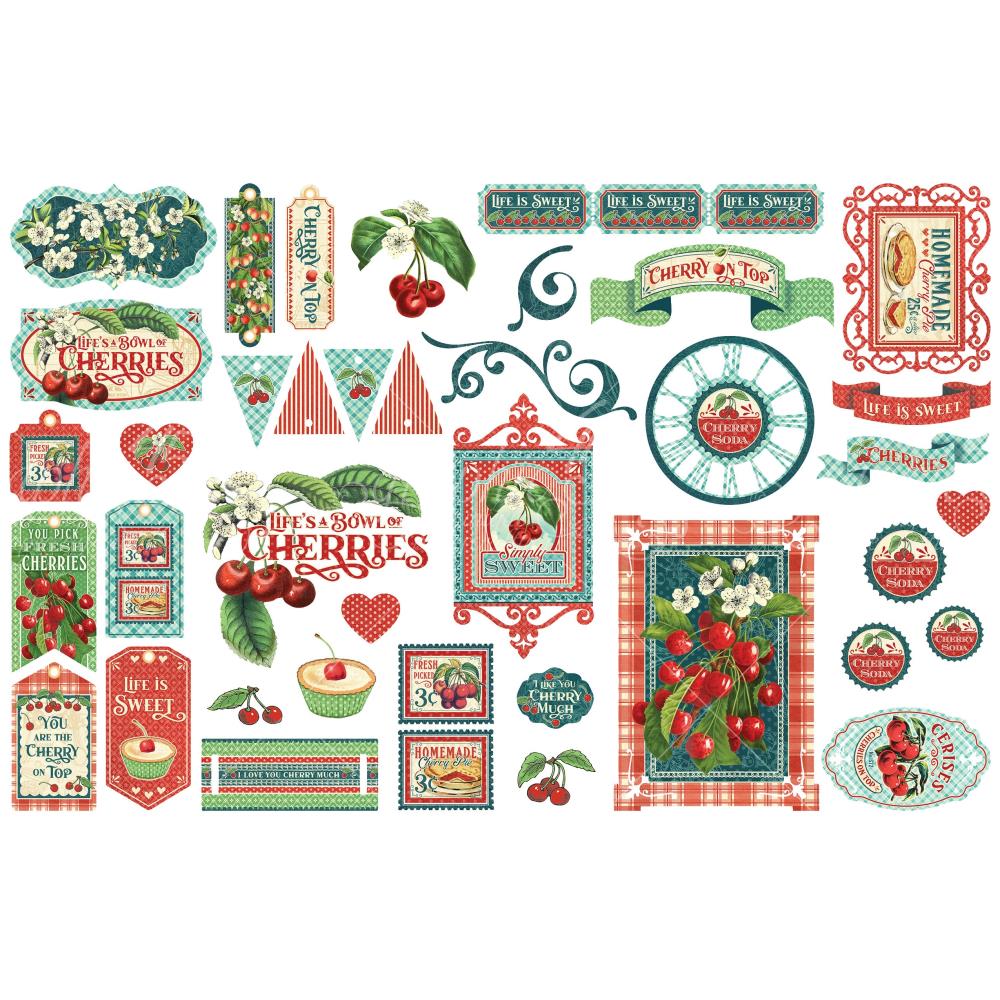 Graphic45 - Life's A Bowl Of Cherries - Cardstock Die-Cut Assortment - 2