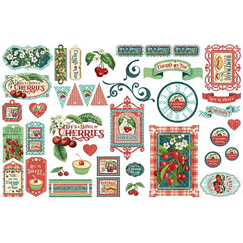 Graphic45 - Life's A Bowl Of Cherries - Cardstock Die-Cut Assortment
