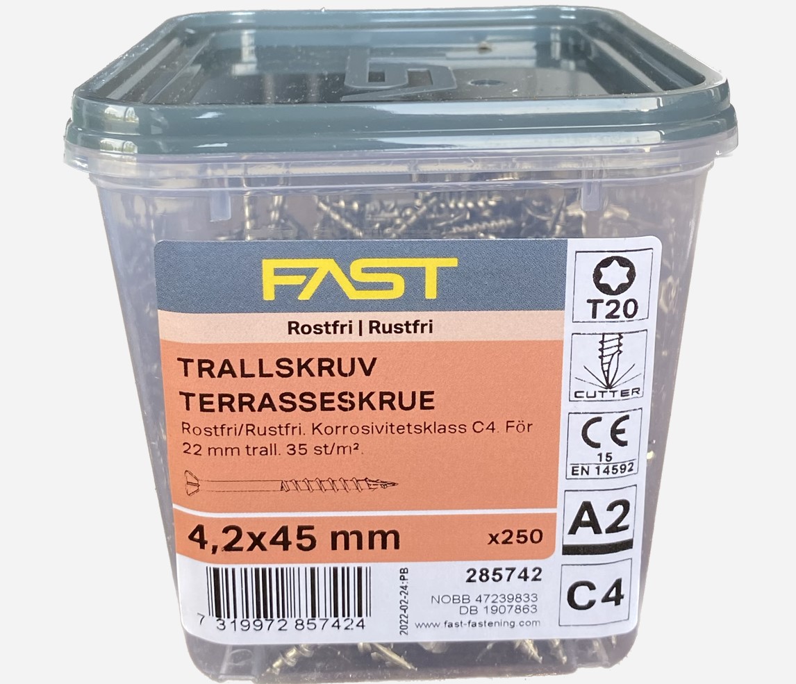 Trallskruv 4,2X45 A2 BRK=250 Nettoprisad artikel - 2