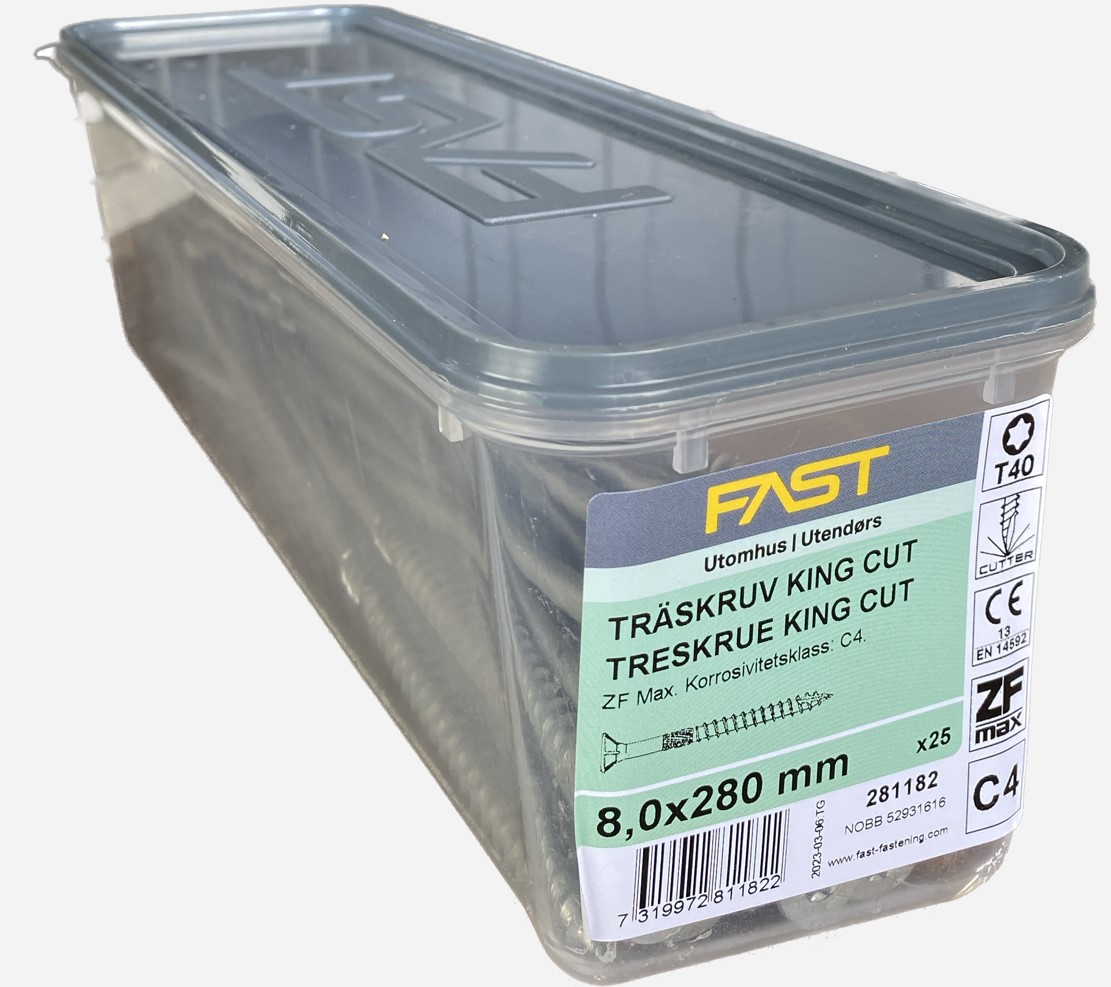 Träskruv TFT 8,0X280 ZFMAX BRK=25 Nettoprisad artikel