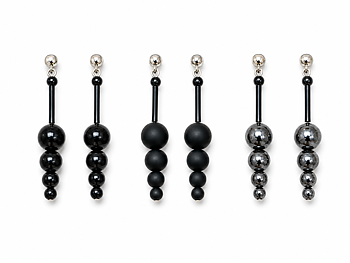 Earrings  Jelena frosted Onyx Hematite Shiny Onyx 