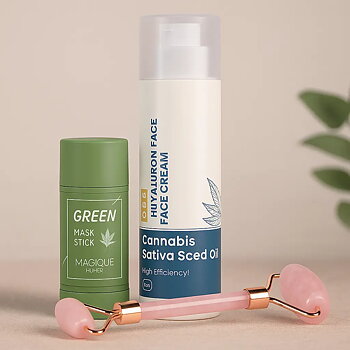 Glow Balance – Hydraterende en reinigend huidverzorgingspakket met jade roller