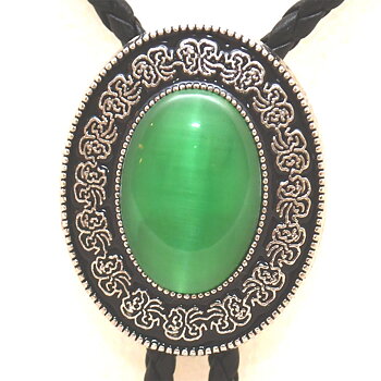 Bolotie OVAL CLEAR GREEN MEDALLION