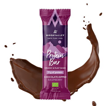 Organic Protein Bar Chocolate-Dipped Raspberry Moonvalley
