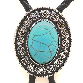 Bolotie OVAL BLUE CRACKS MEDALLION