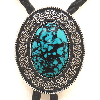 Bolotie OVAL BLUE BLACK MEDALLION