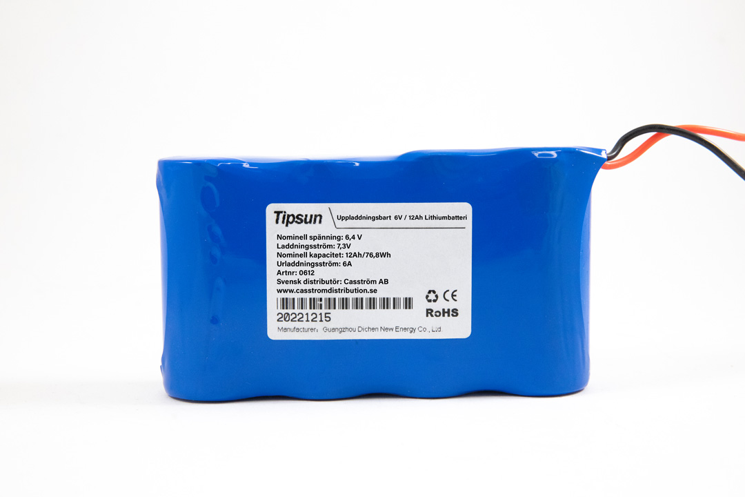 Läs mer om Tipsun 6V / 12Ah Litiumbatteri LiFePO4