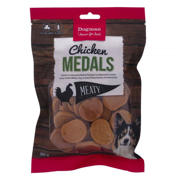 Dogman Hundgodis Meaty Chicken Medals 300 Gram 