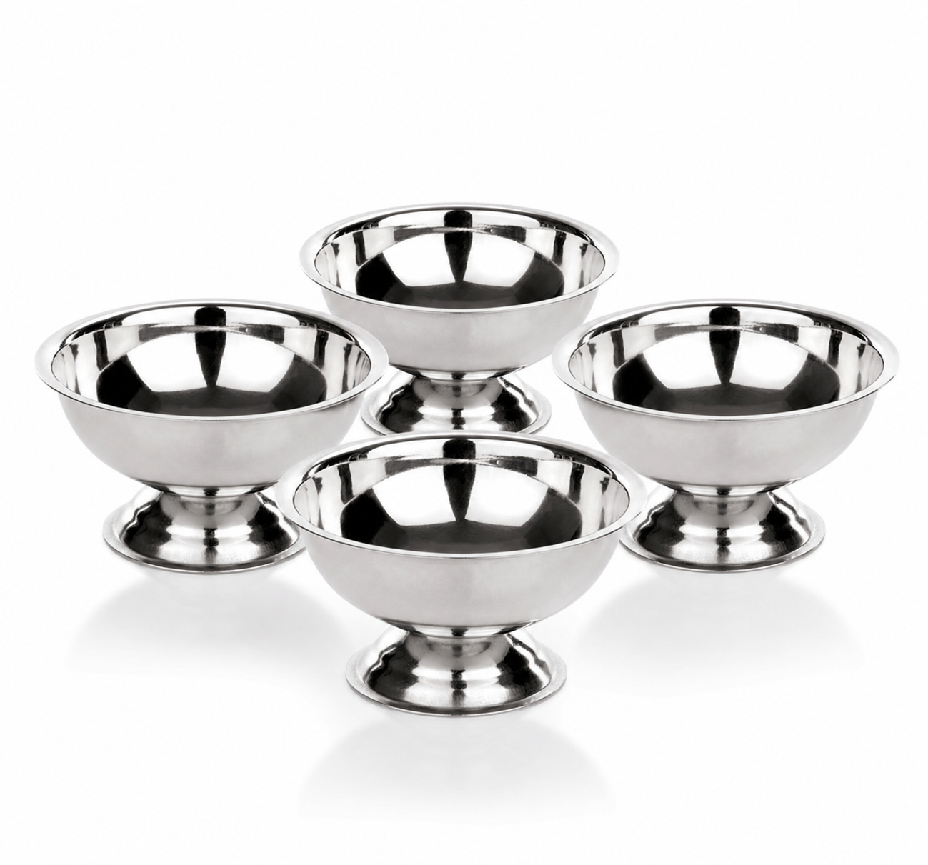 Italiensk Rostfri Glass-skål 4-pack 