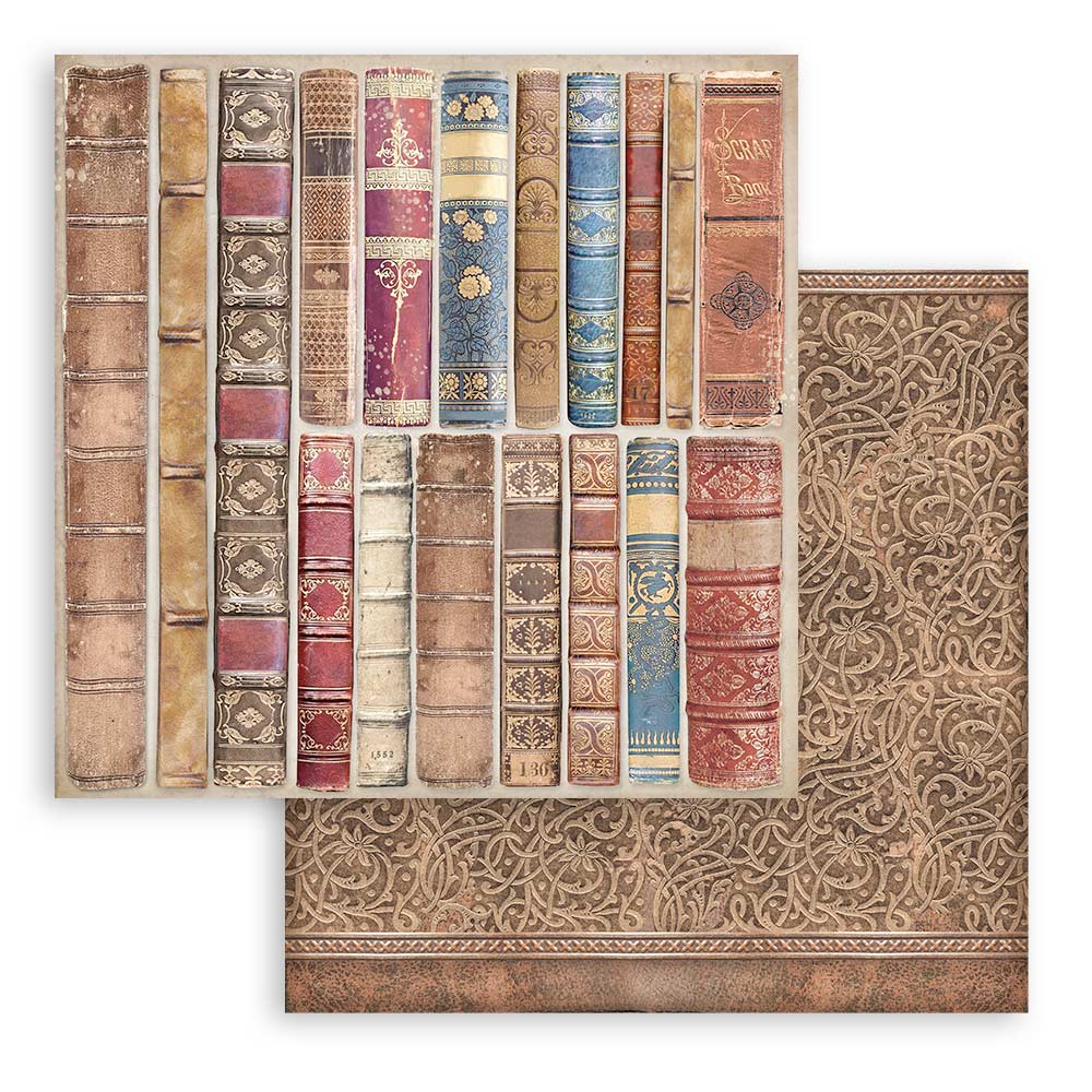 Stamperia - Maxi Background selection - Vintage Library - 10 olika dubbelsidiga ark 12x12" - 12