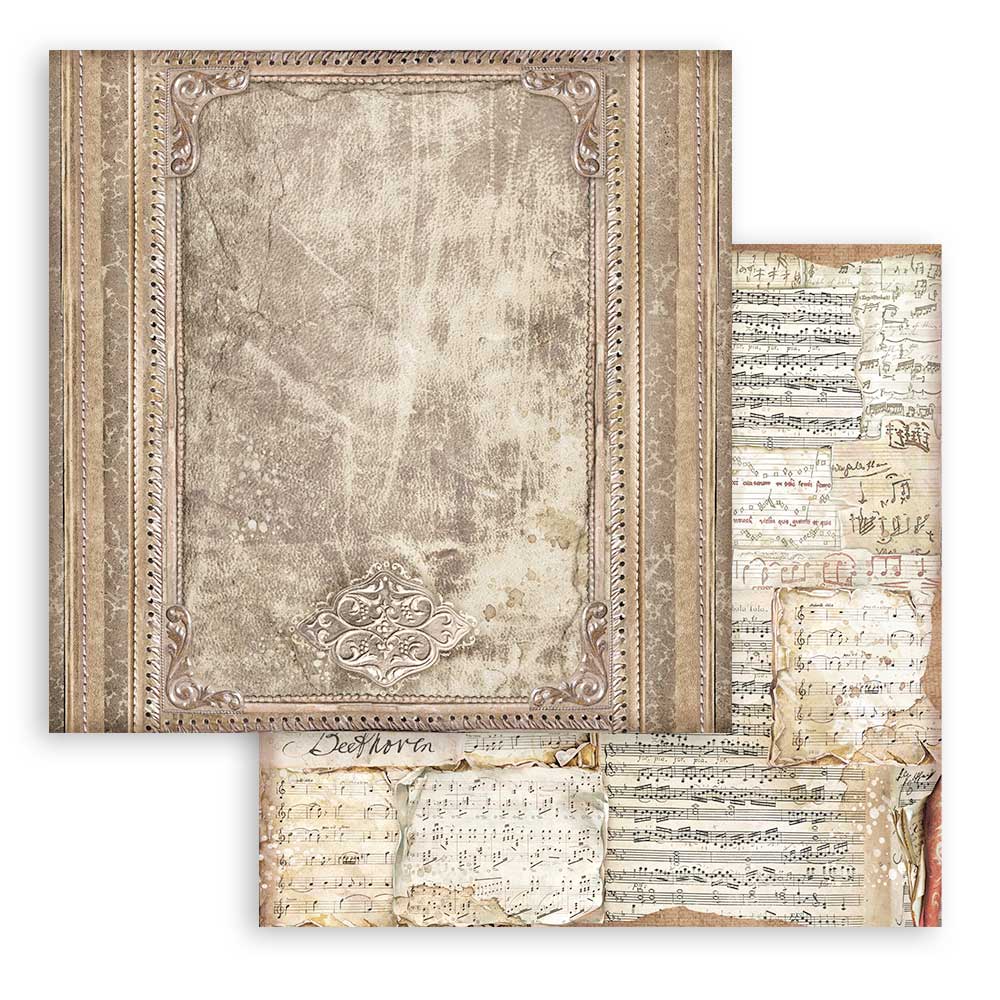 Stamperia - Maxi Background selection - Vintage Library - 10 olika dubbelsidiga ark 12x12" - 5