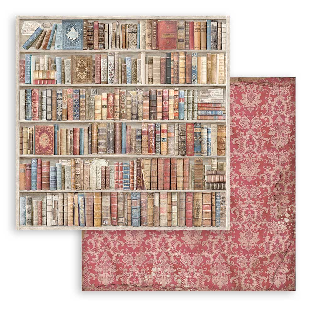 Stamperia - Maxi Background selection - Vintage Library - 10 olika dubbelsidiga ark 12x12" - 9