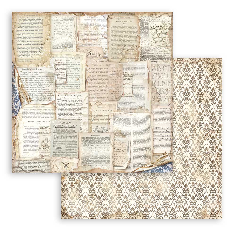 Stamperia - Maxi Background selection - Vintage Library - 10 olika dubbelsidiga ark 12x12" - 3