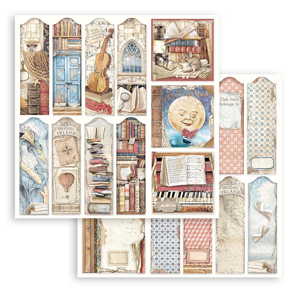 Stamperia - Vintage Library - 10 olika dubbelsidiga ark 8x8" - 3