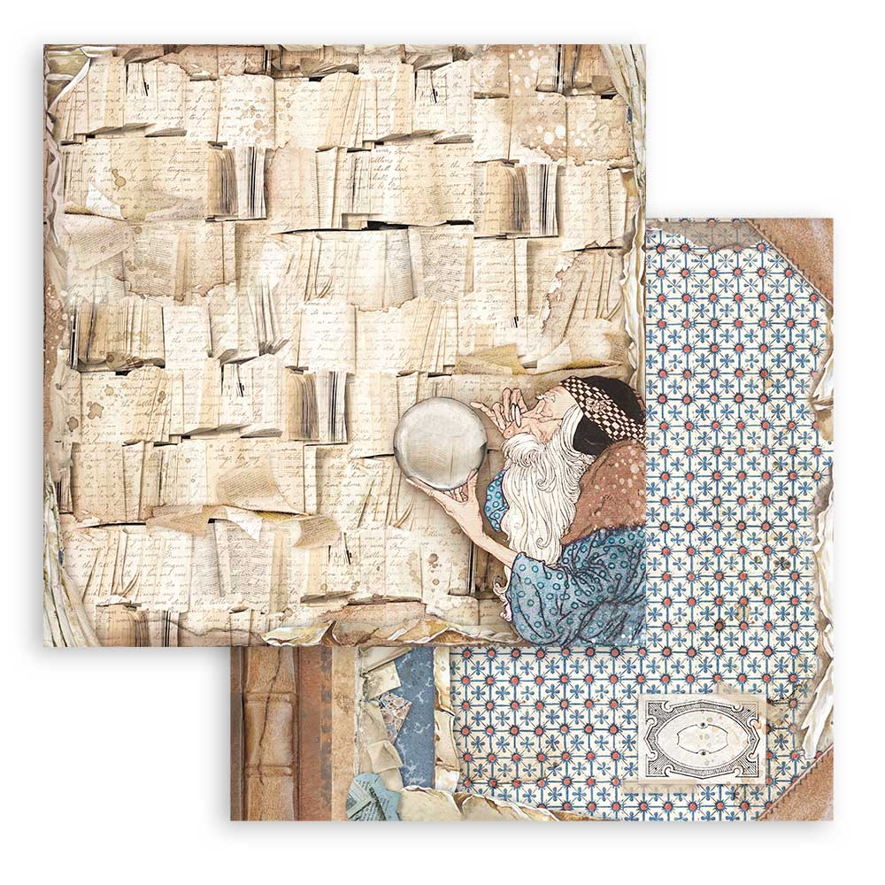 Stamperia - Vintage Library - 10 olika dubbelsidiga ark 8x8" - 5