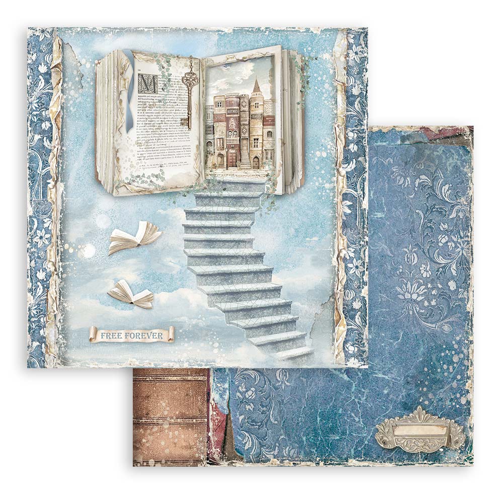 Stamperia - Vintage Library - 10 olika dubbelsidiga ark 8x8" - 11