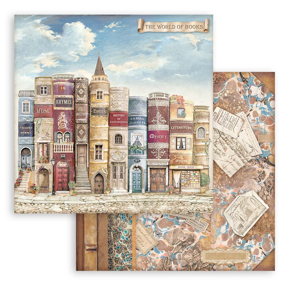 Stamperia - Vintage Library - 10 olika dubbelsidiga ark 8x8" - 12