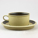 Olga Osol (Tunturi 1960) Yellow Teacup with Brown Flower Decor 12,5 cm  [Sample Images]