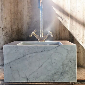 Marmor Waschbecken carrara weiß Kopenhagen Modell.