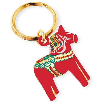 Key ring Dala horse, double sided