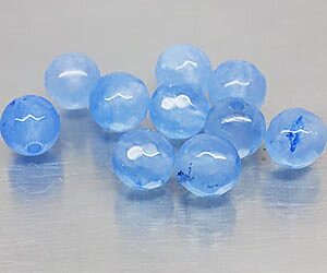 10 piedras preciosas de aguamarina natural de corte redondo perforadas