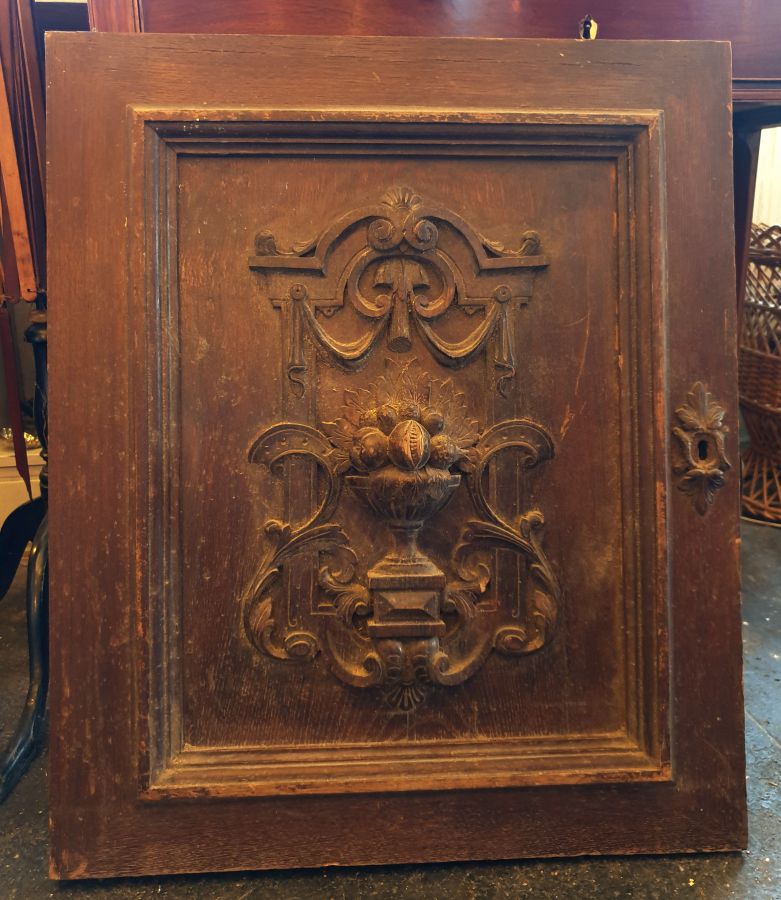 Cabinet door richly carved oak 19th century