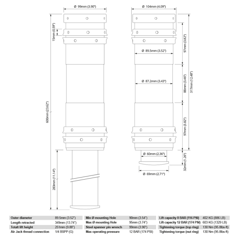 Air Jack 90 Competition Komplett Set 8 BAR / 120 PSI - 3
