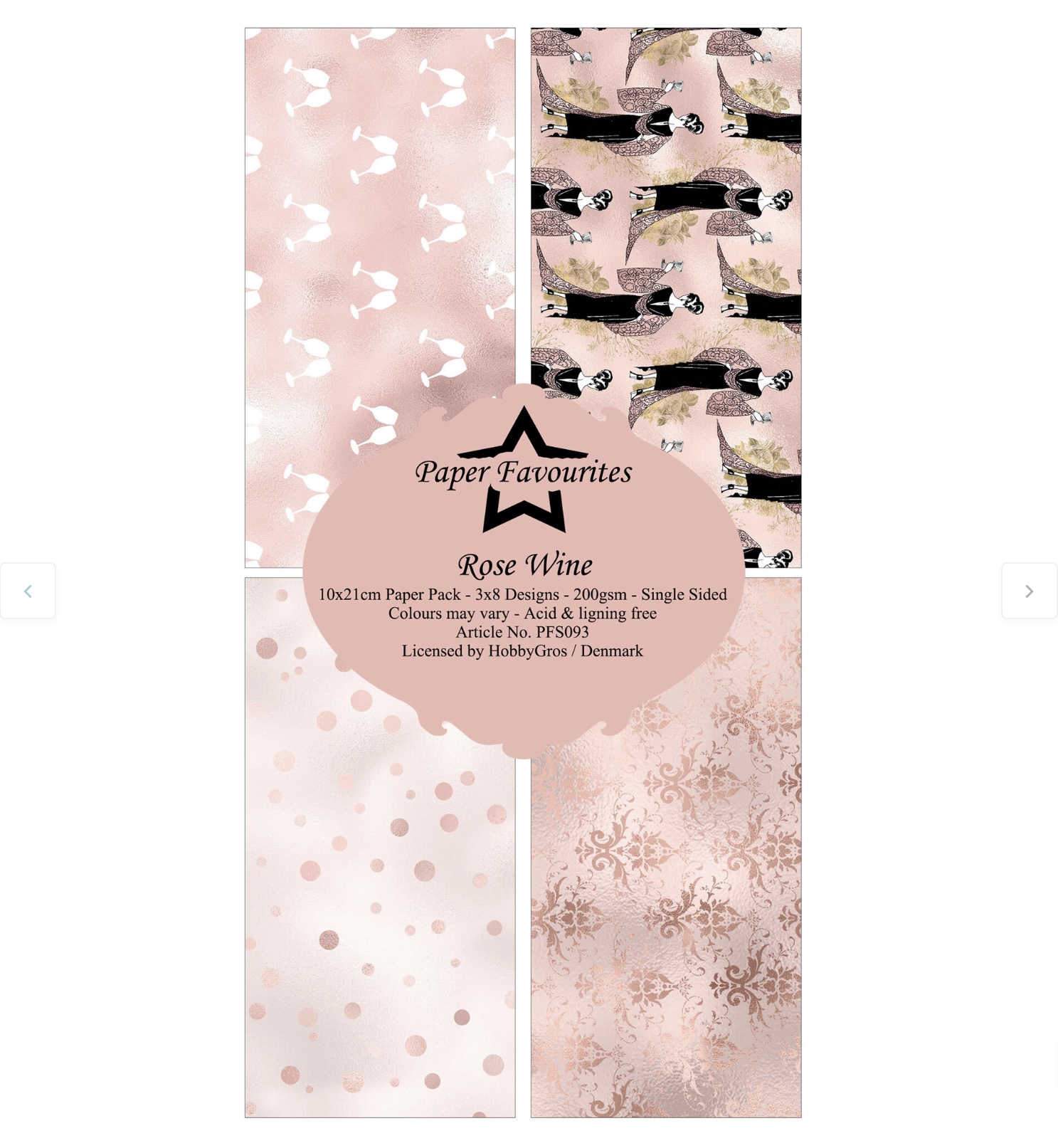 Paper Favourites Rose Wine slimline Paper Pack  - 3