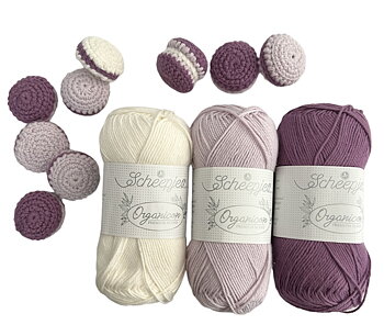 Mönster med garn till Macarons Lila / naturvit
