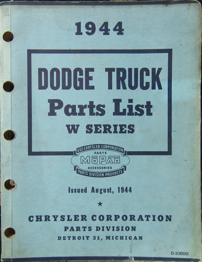 1944 Dodge Truck Parts List W series 1½ & 2 ton
