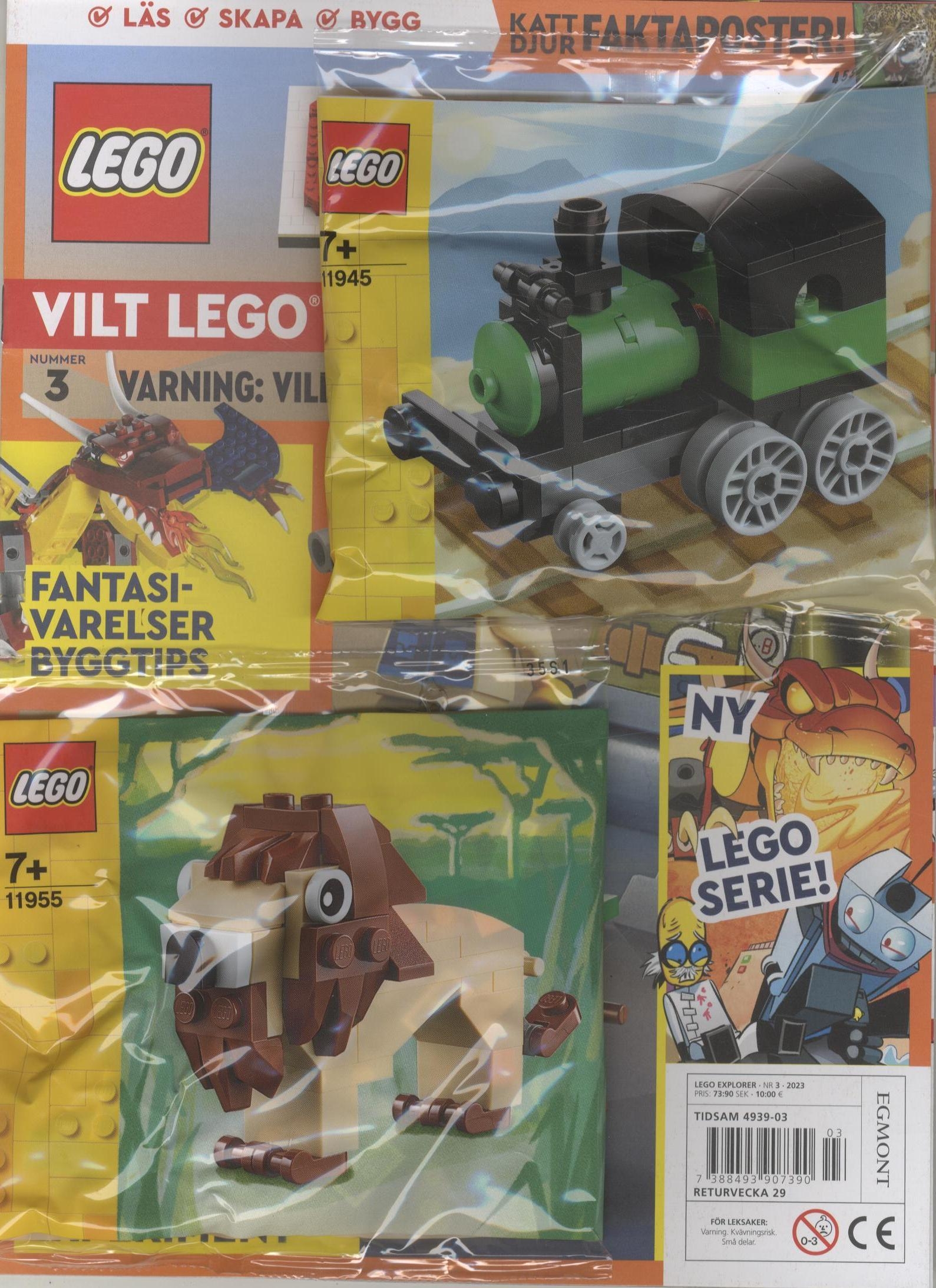 Lego Explorer nr 3 2023, Vilt LEGO lejon + LEGO tåg
