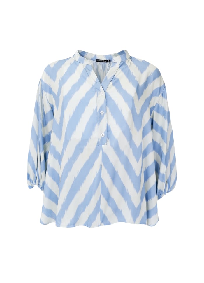 Black Colour - Annalina Satin Blouse Blue - 3
