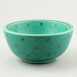 Wilhelm Kåge (Argenta 1959) Green Bowl with Silver Clover Decor 16 cm