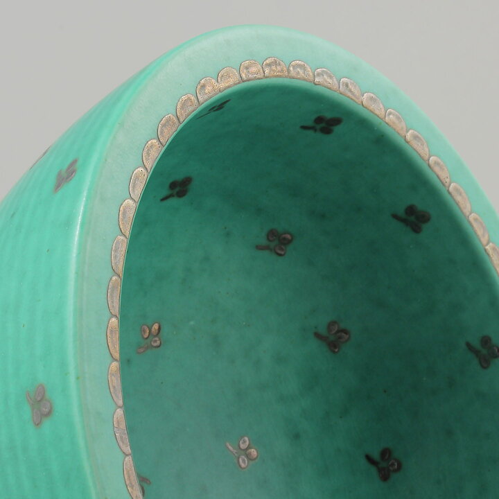 ヴィルヘルム・コーゲ  Argentaシリーズ  エメラルドグリーンのボウル  シルバーの模様  16cm  1959年