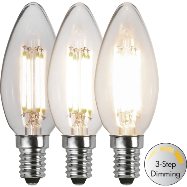 STAR TRADING LED-LAMPA E14 C35 4,2W (40W) 3000K 3-Step-Dim