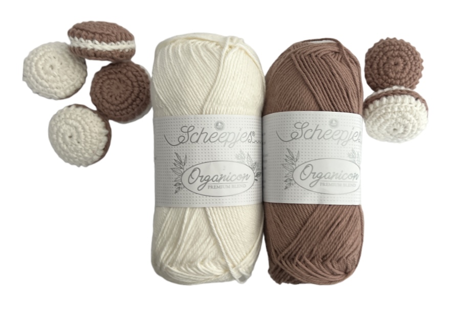 Mönster med garn till Macarons Naturvit / brun