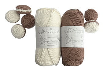 Mönster med garn till Macarons Naturvit / brun