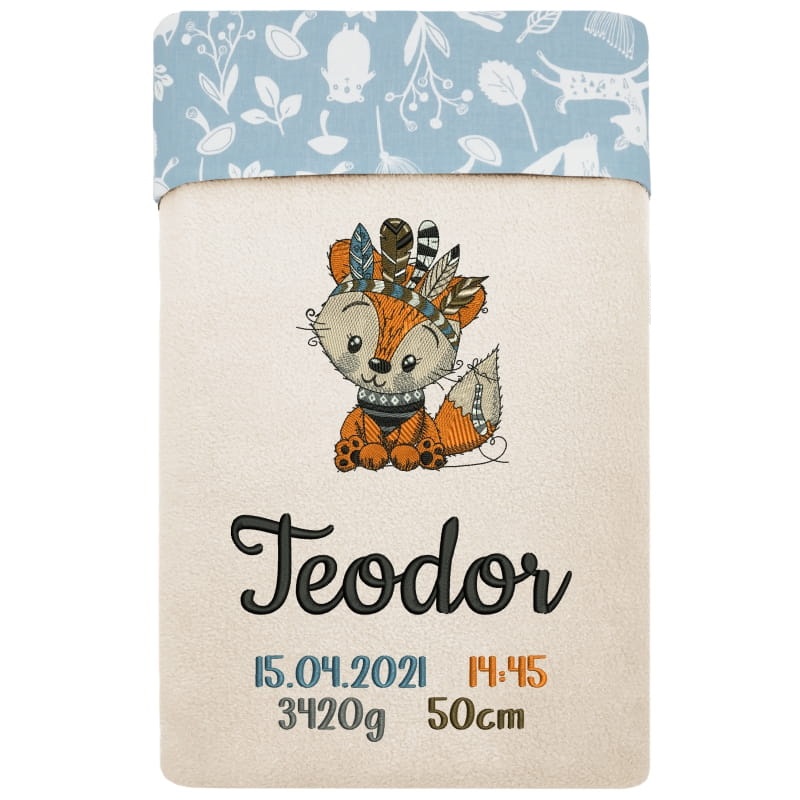 Vauvan peitto, jossa on vauvan tiedot / kettu design - 4