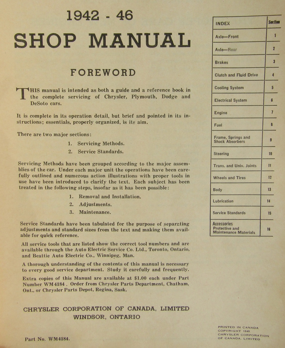 1942 - 1946 Chrysler Plymouth De Soto Dodge Shop Manual - 2