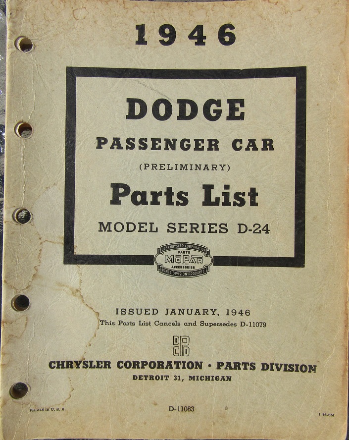 www.hortlund.se - 1946 Dodge D24 Passenger Car Parts List