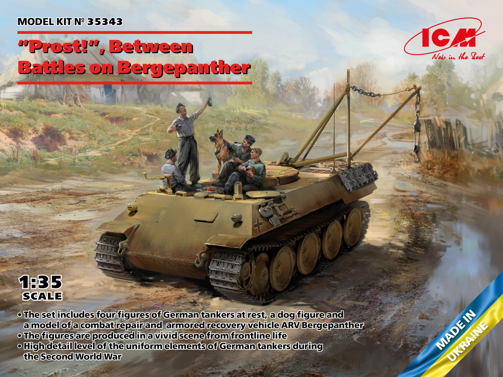 1/35 WWII German Tankmen with Bergepanther “Prost!”